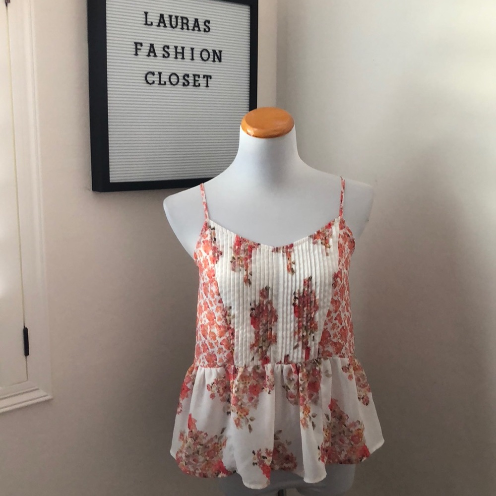 Forever 21 white and pink floral top small